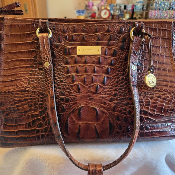NWOT Brahmin Melbourne Pecan Finley Carryall Handbag 16×9